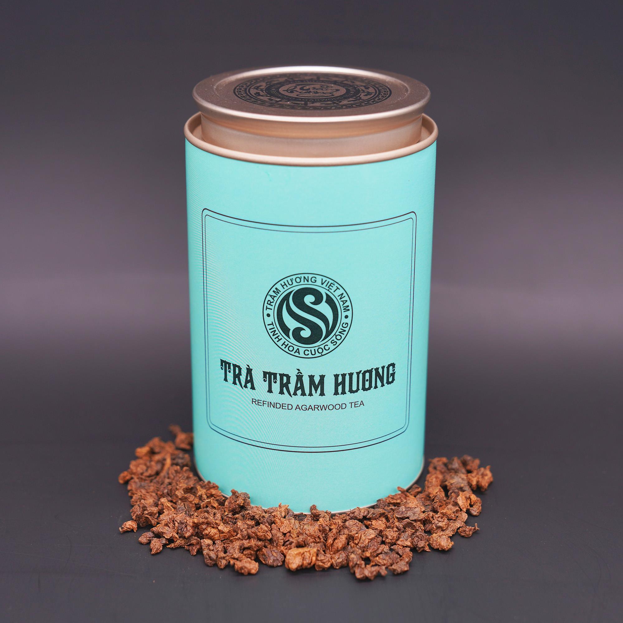 Trà trầm hương 250gr - hộp thiếc xanh 