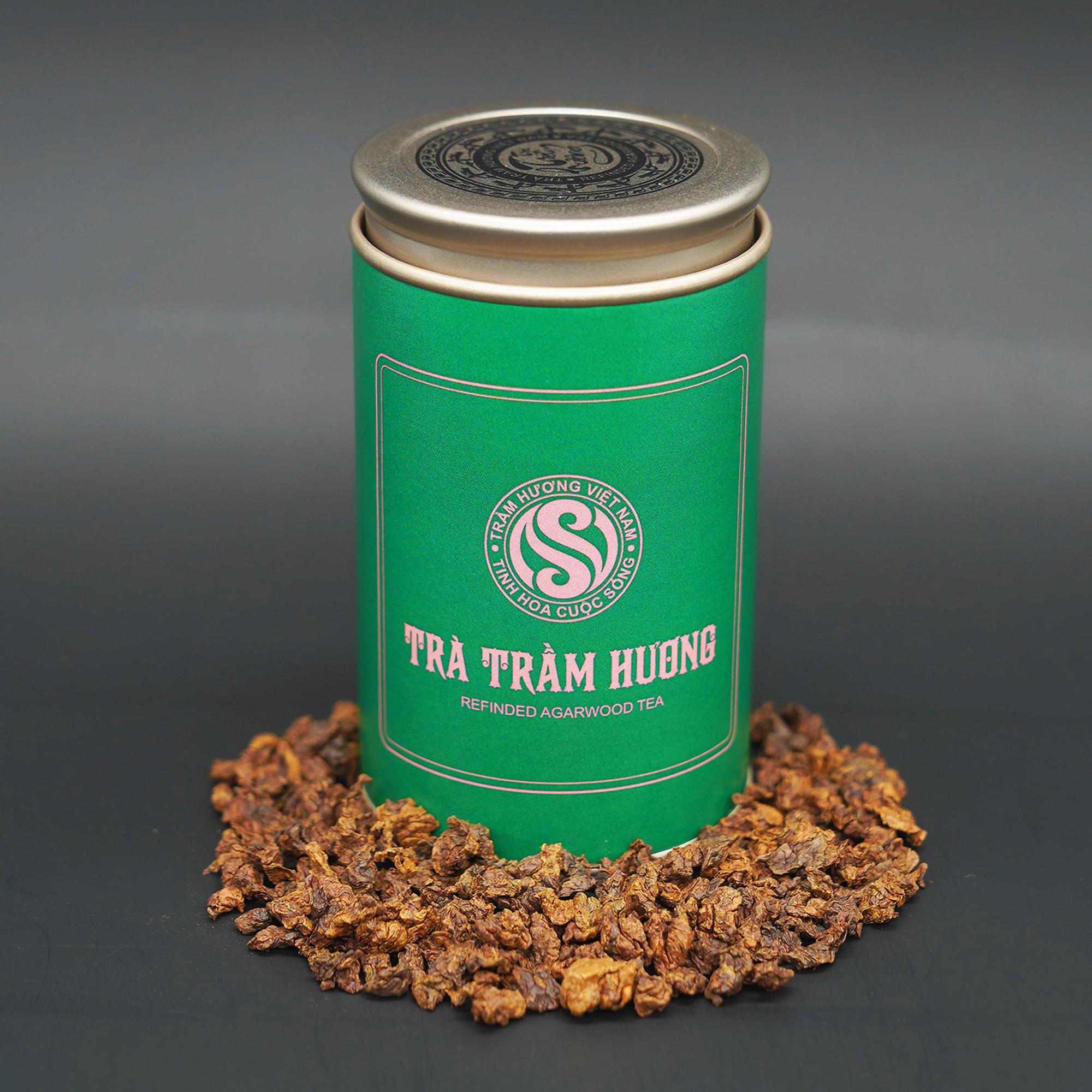 Trà trầm hương 100gr - hộp thiếc 